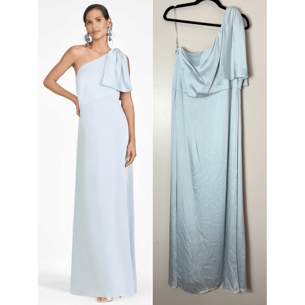 Sachin & Babi Chelsea Gown 14 Ice Blue One Shoulder Formal Wedding Guest Dress